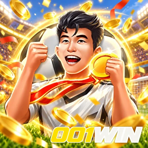 001WIN — ilustração de um jogador comemorando com uma moeda
