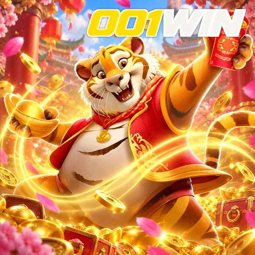 001WIN — ilustração de uma raposa entre moedas e luzes